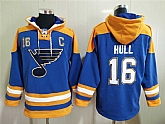Blues 16 Brett Hull Blue All Stitched Pullover Hoodie,baseball caps,new era cap wholesale,wholesale hats